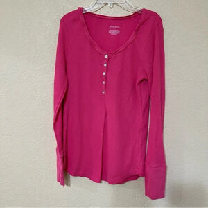 Xhilaration long sleeve button pink shirt top size Large
